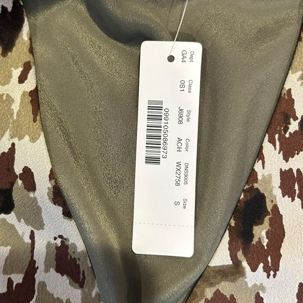 NWT J.CREW Brown Green Leopard Animal Camo Print Surplice Neck Wrap Dress SMALL - Picture 5 of 10